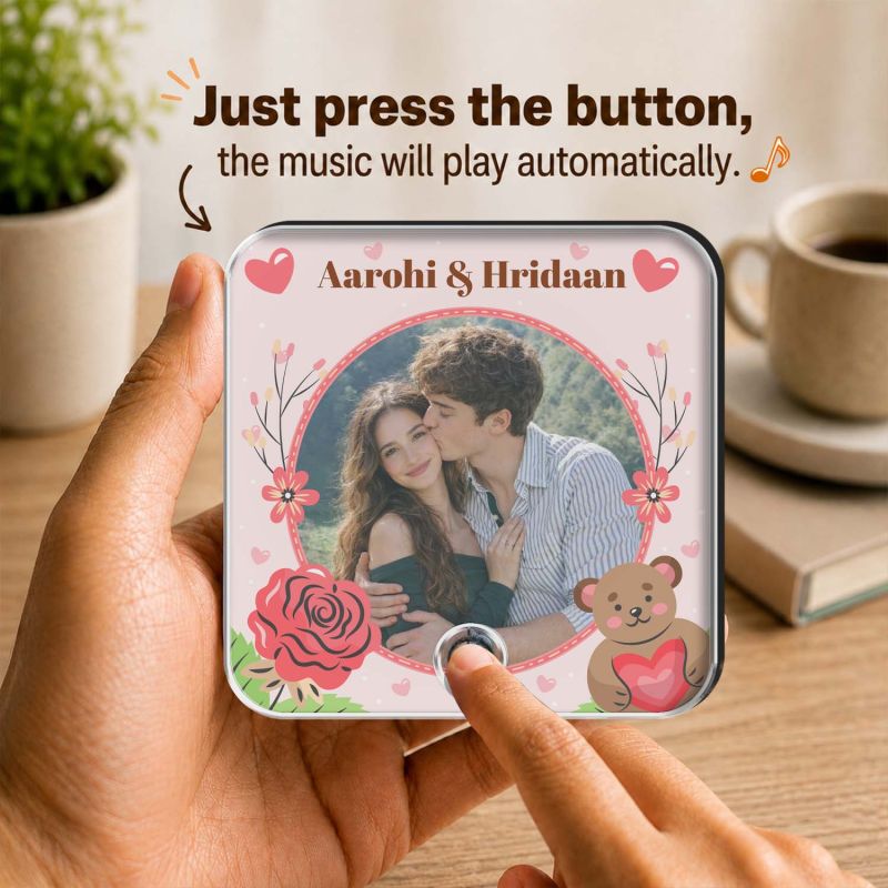 Personalized Musical Fridge Magnet with Custom Photo & Favorite Song Rechargeable Music Player Refrigerator Magnet Gift for Couples, Anniversary, Wedding, Valentine's Day, Birthday